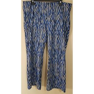 Anthropologie Maeve The Margot Cropped Kick Flare Pants XL Blue Multi Striped